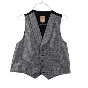 Wah Maker Vest Men L Western Brocade Paisley Frontier Clothing USA Cowboy Silver